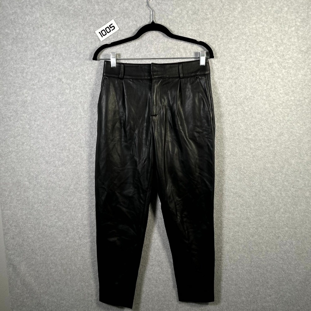 Banana Republic Faux Leather Pants Womens 0 Black High Rise‎ Pleated Front
